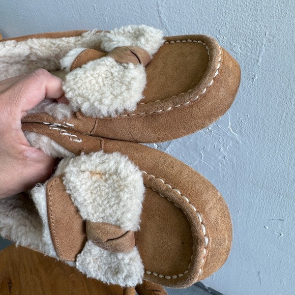 UGG Ansley Bow Chestnut Suede Slippers Womens 9 Moccasins 1019758 slip on shoe - Picture 7 of 10